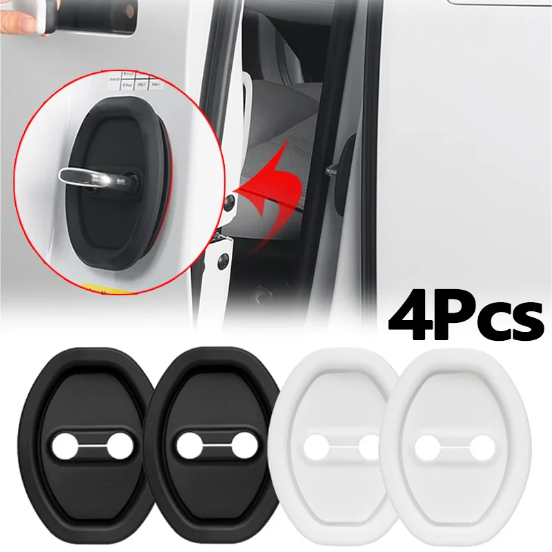 4Pcs Universal Car Door Closing Shockproof Silicone Cushion Mute Shock Absorber Protective Covers Car Door Latch Accessories