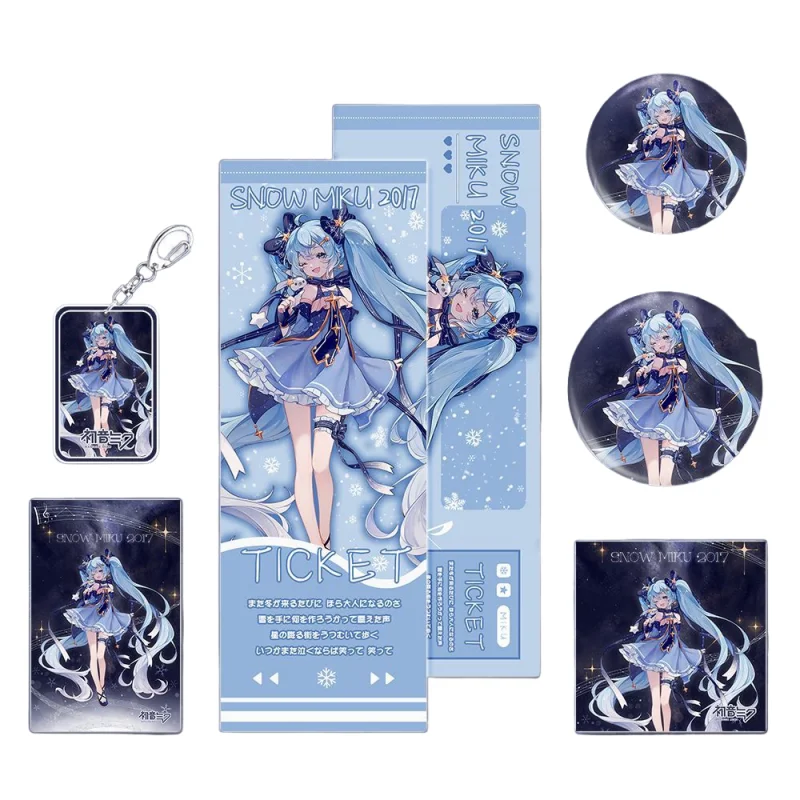 Hatsune Miku llavero periférico de anime lindo de alto valor conjunto periférico de dibujos animados personalizado de moda decoración de insignia de postal