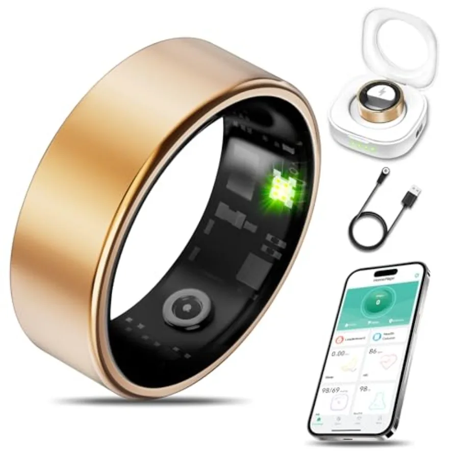 Smart Health Ring for Women Men Fitness Tracker with Heart Rate Blood Oxygen Blood Pressure Sleep Monitoring Step Counting IP68