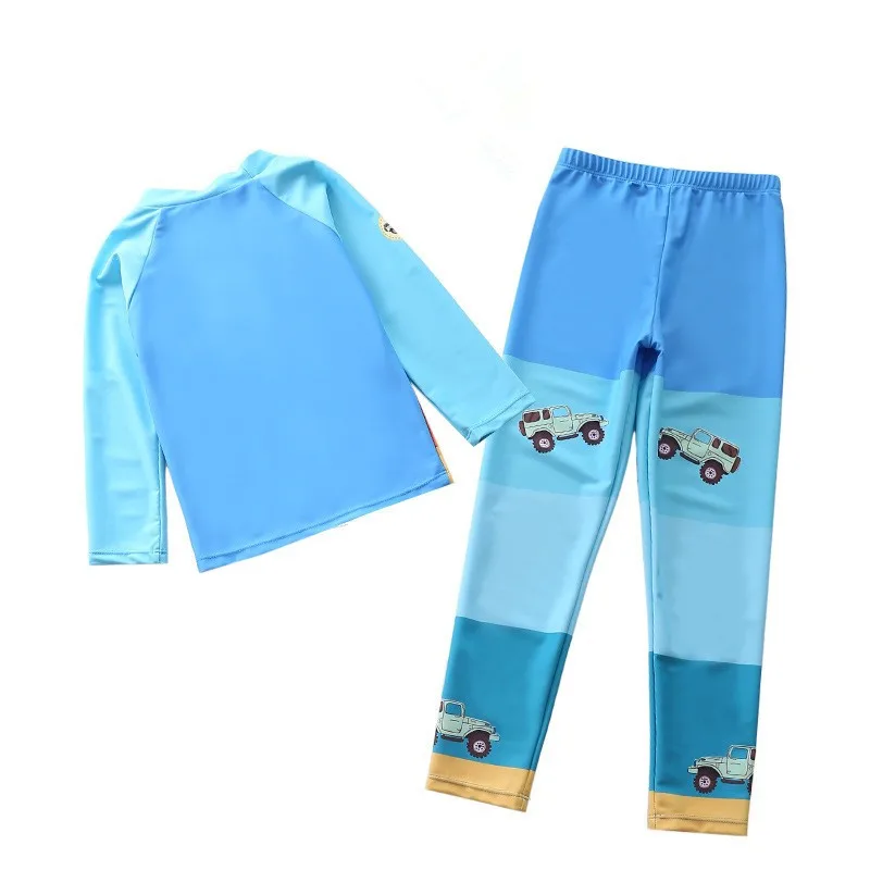 HappyFlute New Printing 2PCS Fashion Style Long Sleeve Sun Protection Surf Swimsuit For Boy