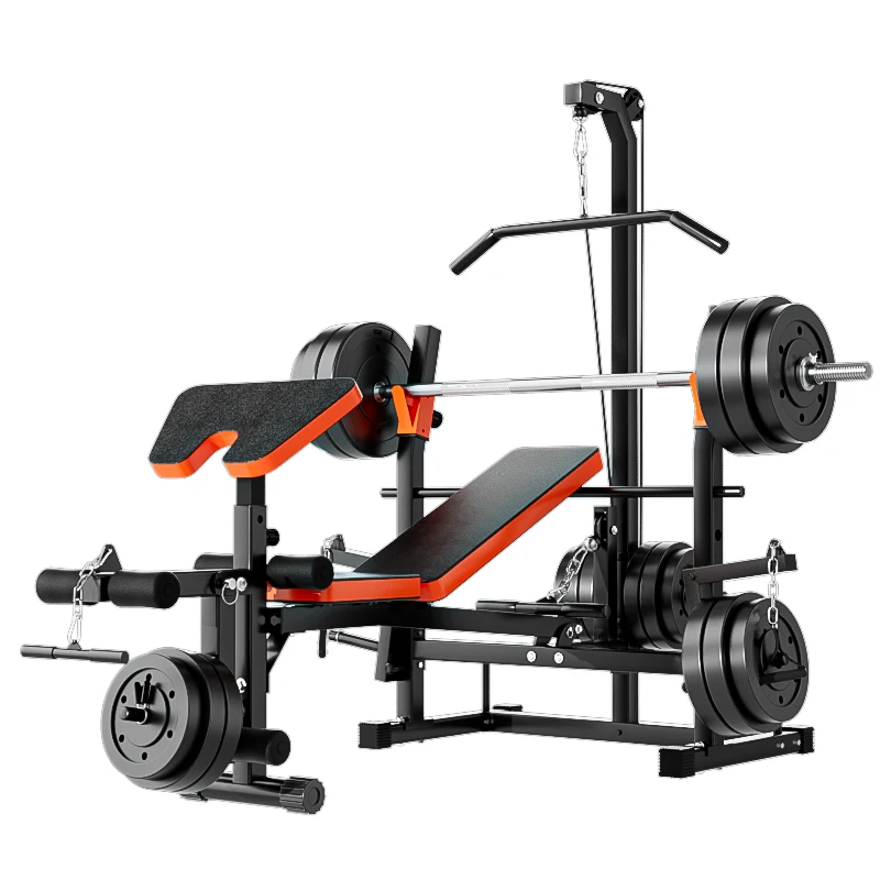 Household Barbell Weightlifting Bench , High Pull Bird Stool, , Fitness Press Bed，Folding Weight Lifting Bed, Multi-function