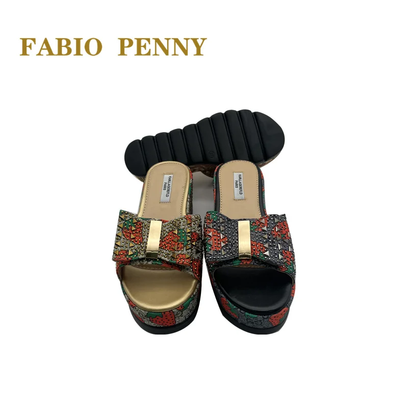 African Mom Fashion party Party Platform slippers with bow design casual lady slippe