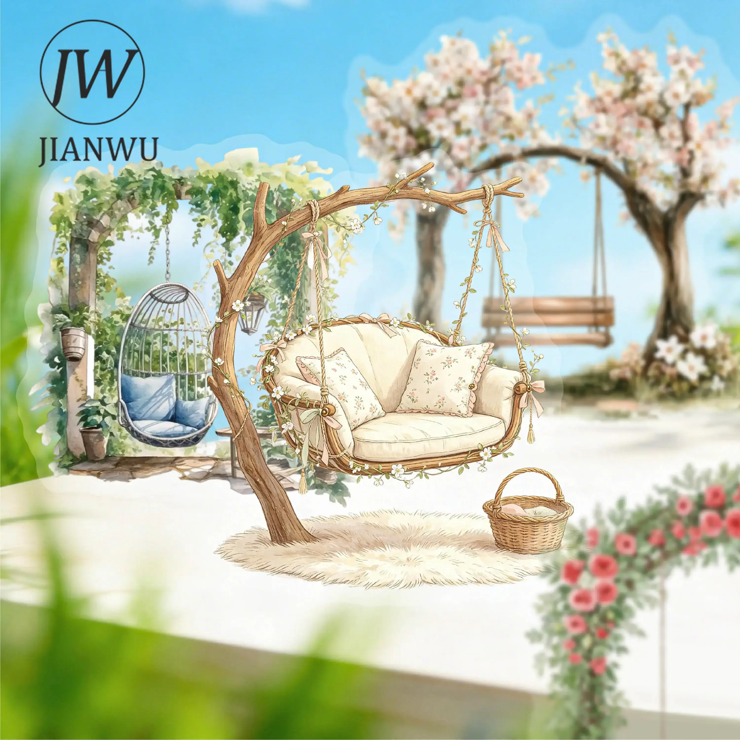 JIANWU Vintage Plant Flower Swing Landscape Material Collage Scrapbooking PET Sticker Creative DIY Journal Stationery - view 4