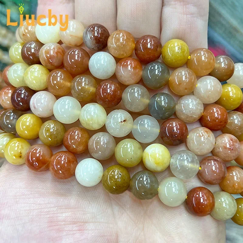 Naturstein, rote Gold-Jade-Chalcedon-Perlen für die Schmuckherstellung, DIY, Damen-Ohrringe, Accessoires, Ringe, 15" Strang, 4/6/8/10/12 mm – Detail 6