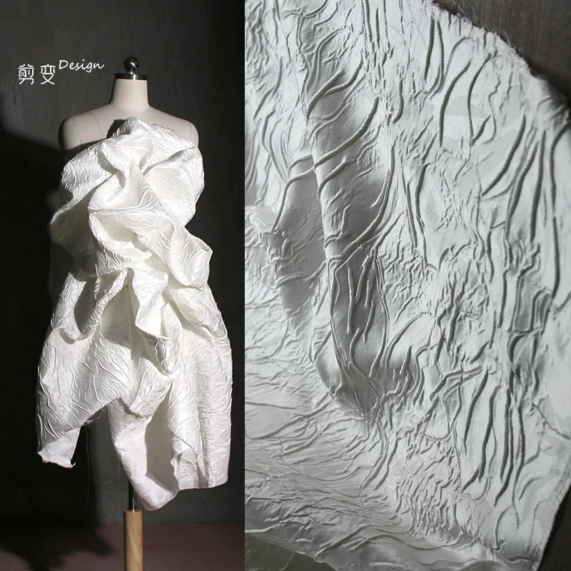 

Creative Three-dimensional Striped Jacquard Fabric Pleated High-grade Relief Texture Pleated Texture Clothing Designer Fabric