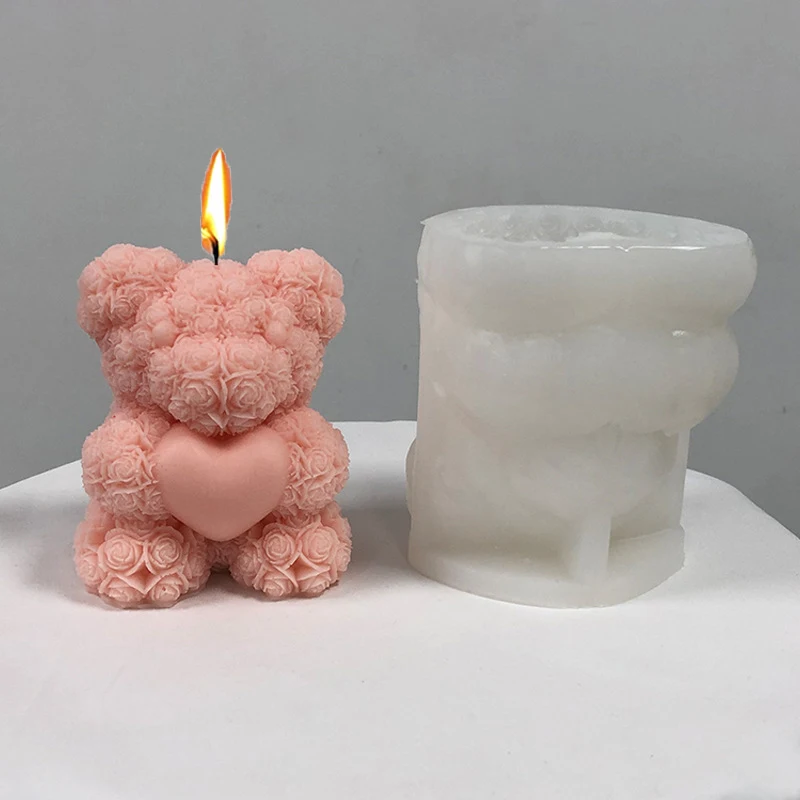 3D Bear Hug Love Silicone Candle Mold Diy Cute Bear Pet Candle Making Supplies Handmade Soap Plaster Resin Mold Home Decor Gift