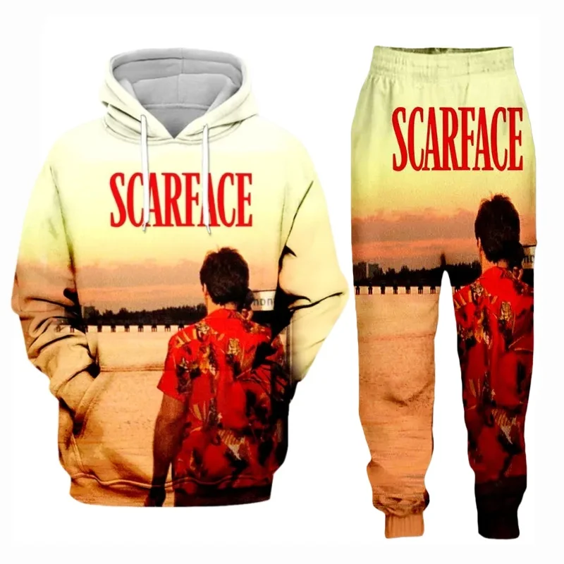 

Autumn Scarface Movie 3D Printed Hoodie Suit Men Sweatshirts Sweatpants Casual Fashion Two Piece Tracksuit Set Men's Clothing