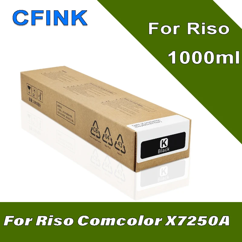 Cartucho de tinta compatível com CFINK X7250A com tinta pigmentada para impressora da série Riso Comcolor X7250A 1000ML com chip