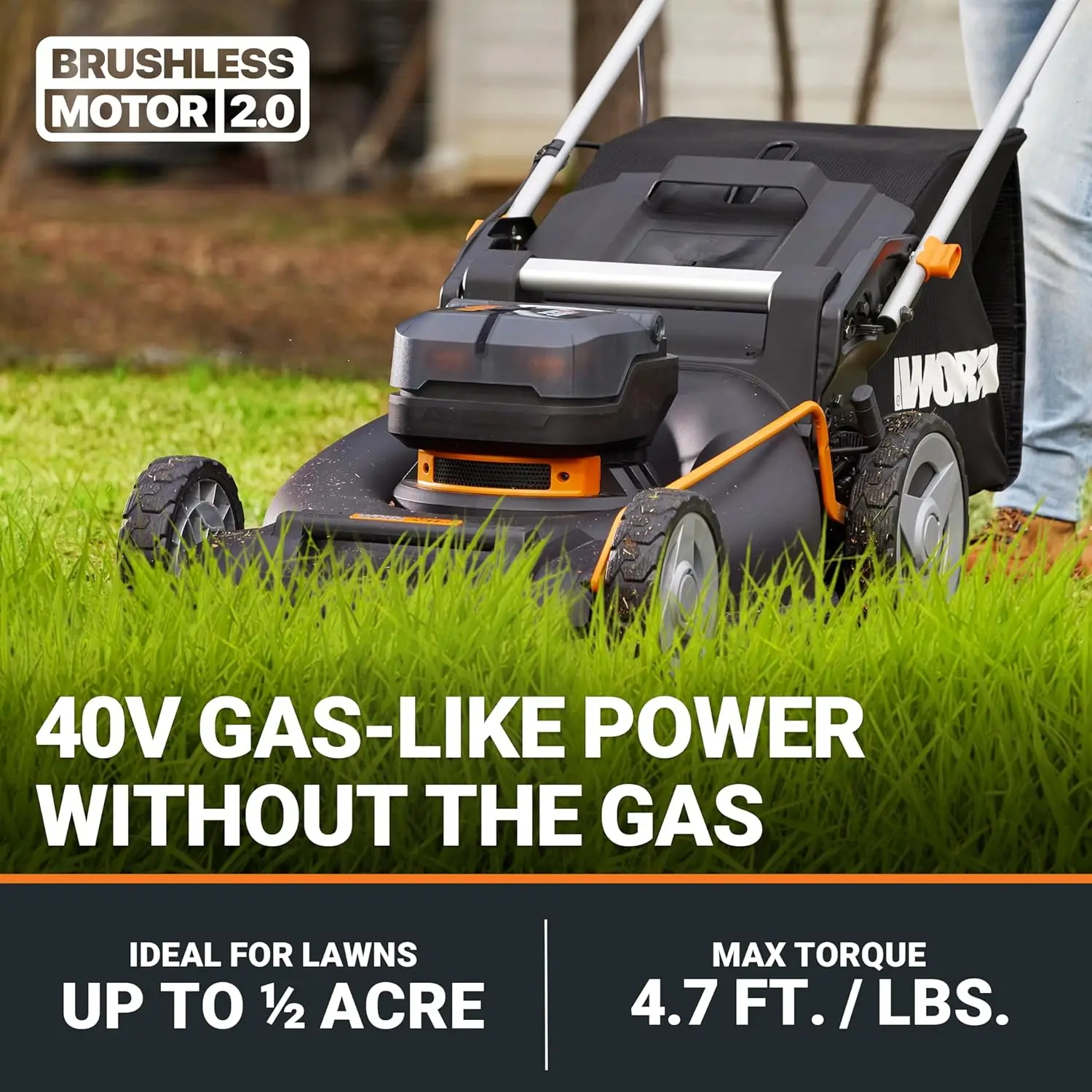 

40V 21" Push Lawn Mower w/Aerodeck & IntelliCut, Brushless Battery Lawn Mower Up to 1/2 Acre, Cordless Lawn Mower w