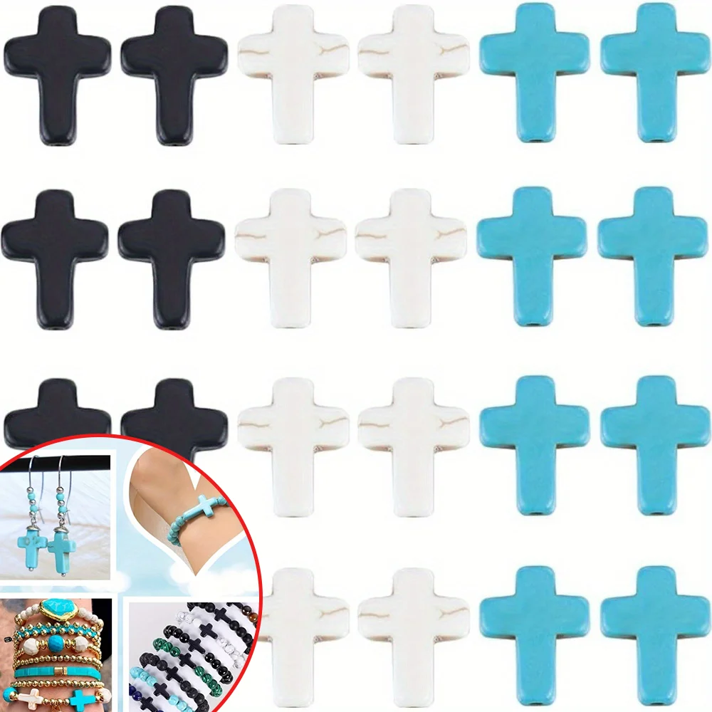 6/18/36pcs Multi-color Artificial Turquoise Cross Beads, Used for DIY Accessories, Christmas and Halloween Gift Accessories