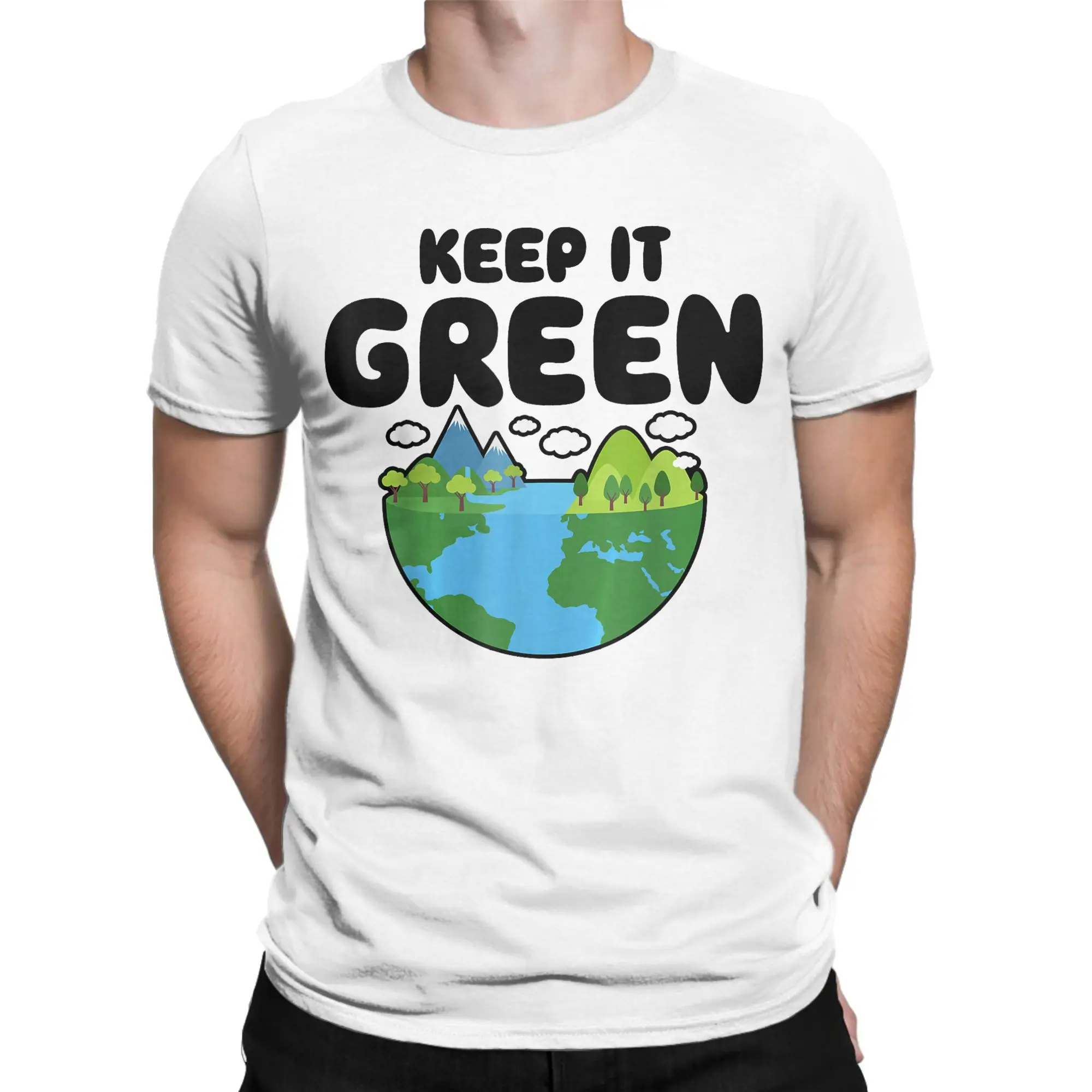 Men's Keep It Green Earth Day Planet Environmental Awareness T Shirt  Pure Cotton Tops Leisure Short Sleeve O Neck Tees T-Shirts
