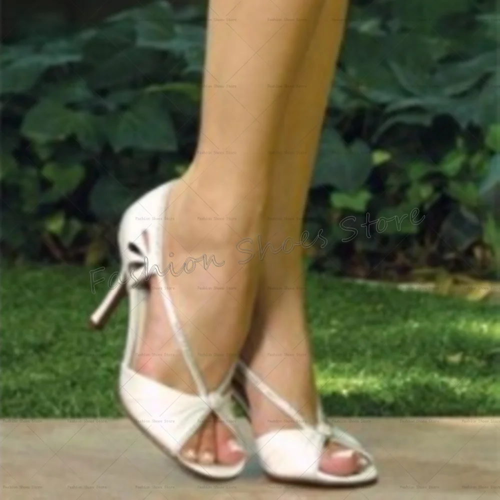 

White Open Toe Matte Leather Pumps Fashion Women Shoes Stilettos High Heels Party Banquet Dating 2025 Zapatos Para Mujere