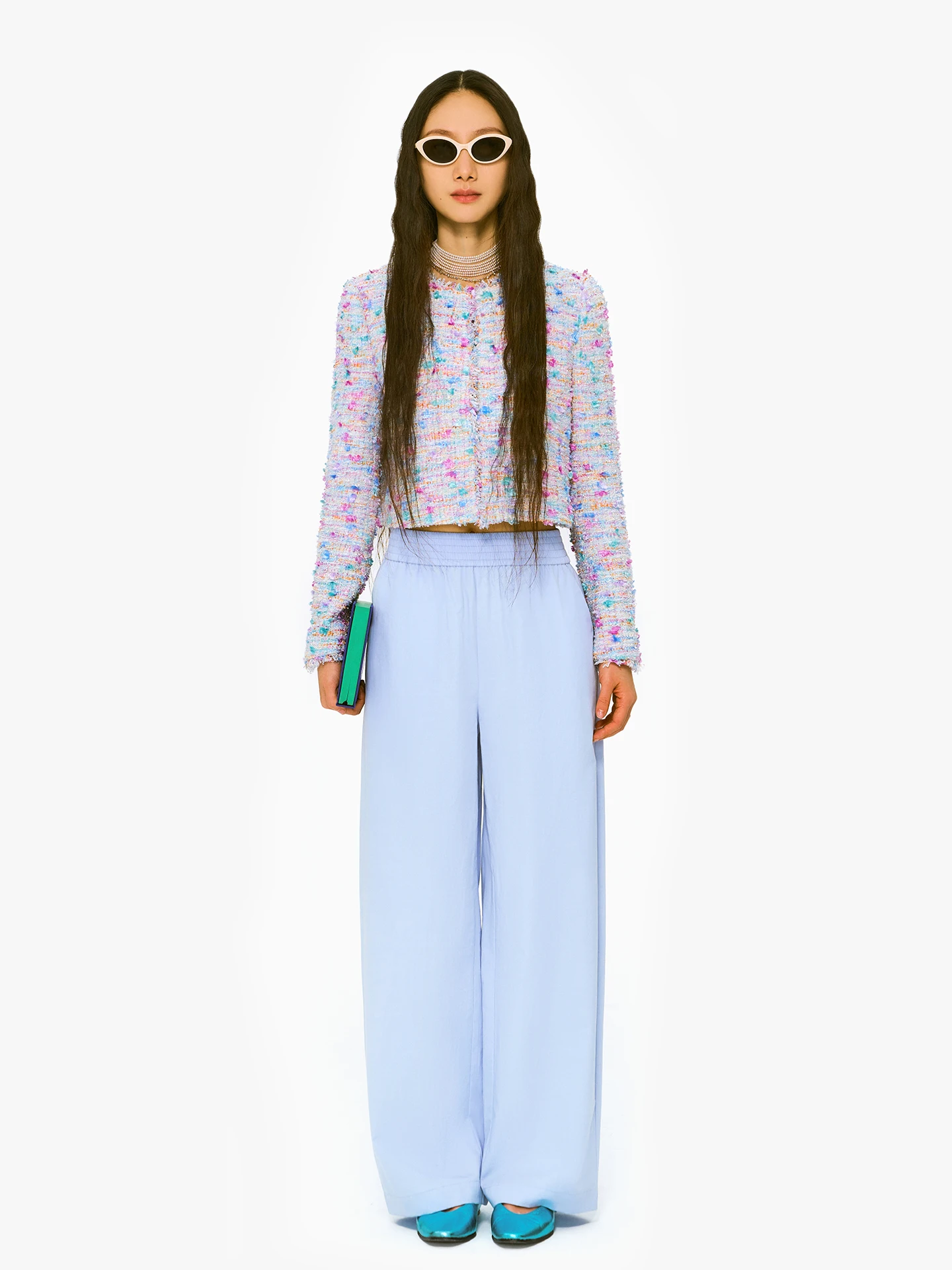 

Loose Cotton Straight Leg Elastic Waist Wide Leg Pants High Waist Casual Trousers for Women Lin Zhi Spring 2026