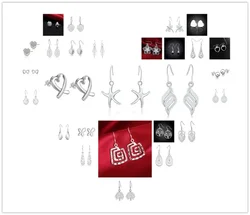 925HSZSHOP wholesale 30pair earring set for women Silver Plated fashion charm wedding cute hook  hot luxury jewelry nice