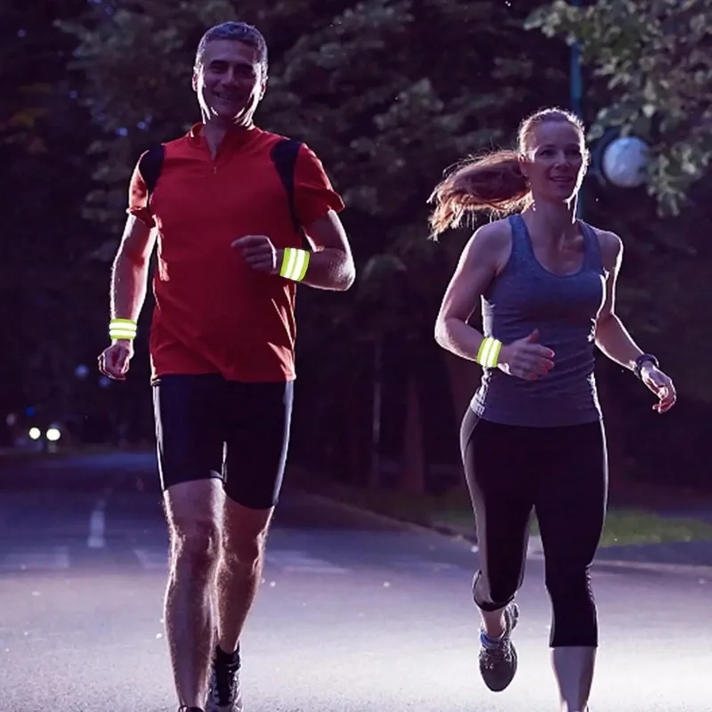 20/2x شرائط عاكسة عالية الوضوح للمعصم الذراع الكاحل الساق ليلة المشي الدراجات الجري الركض التنزه عاكس الشريط الفرقة