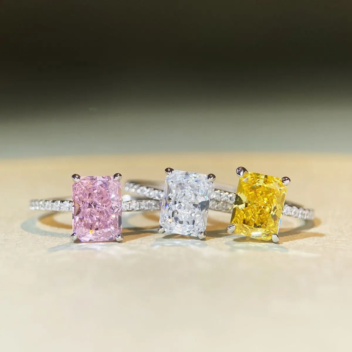 PT950 platinum ring, women's ice flower cut ring, zirconium ring