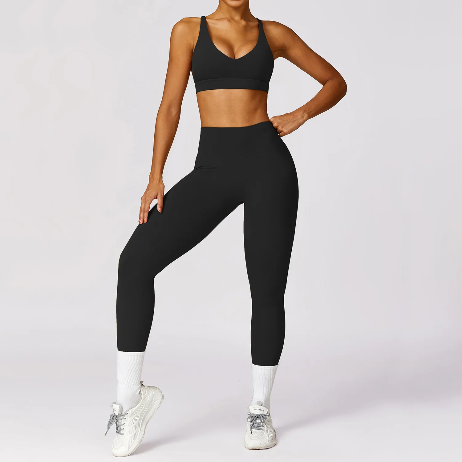 Women Crop Top Sets Woman Tracksuit Workout Set Women Outfit Fitness Yoga Clothing High Waist Hip-lifting Trousers Athletic Wear