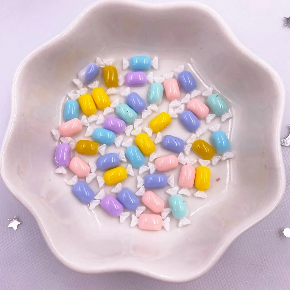 100pcs Resin Colorful Mini Cute Candy Art Nail Flatback Rhinestone Applique DIY Figurine Scrapbook Ornament Crafts OL617