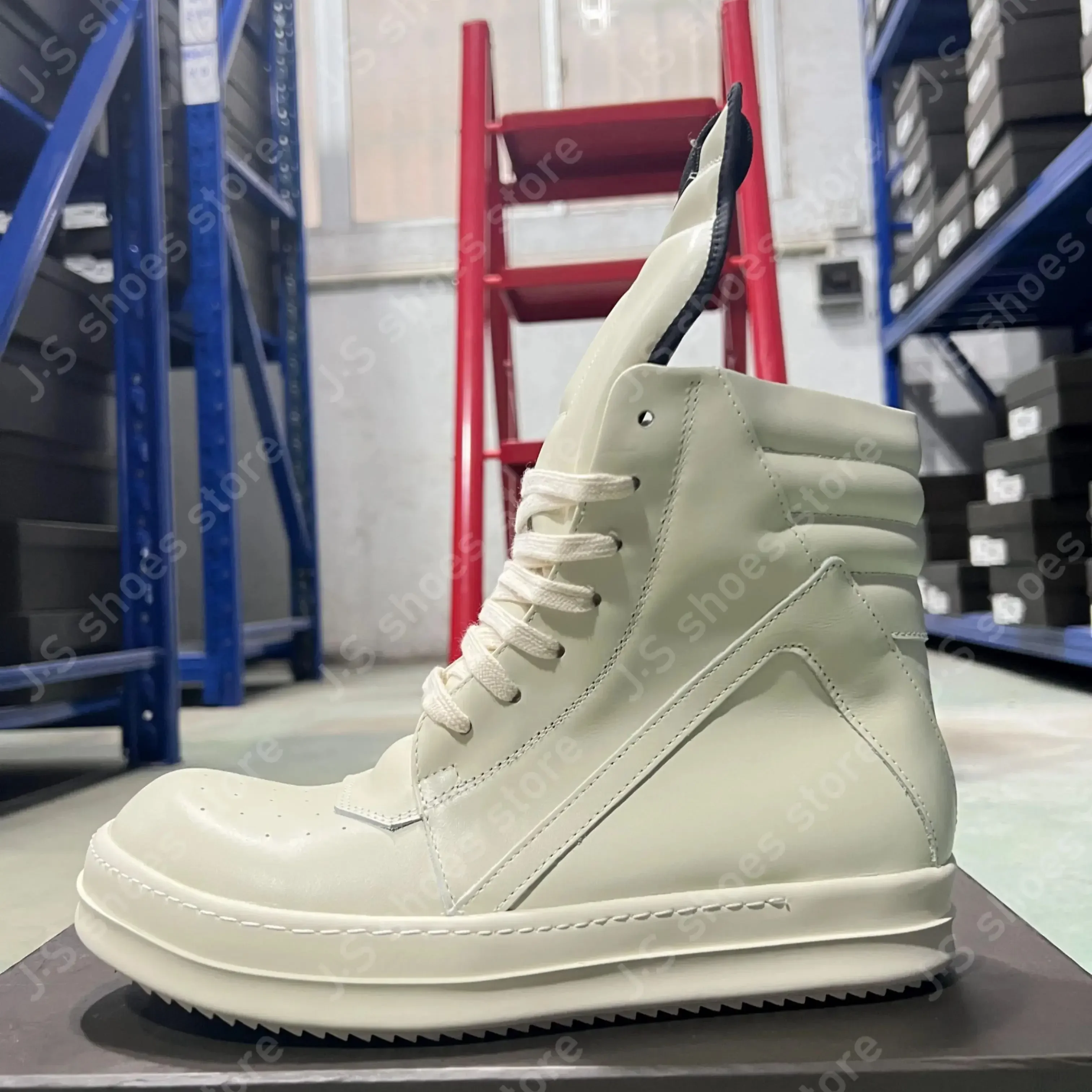 Ro كلاسيكي الأبيض الأحذية الجلدية جلد البقر أحذية رياضية عالية أعلى حذاء الرجال حذاء رياضة سستة النساء حذاء كاجوال الدانتيل يصل الفاخرة حذاء بوت بطول الكاحل #5