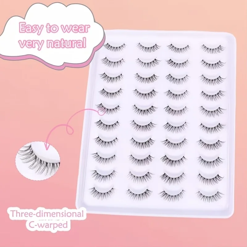 ขนตาปลอมแบบไขว้ธรรมชาติ ขนตาแบบใส 20 คู่ ขนตาแบบใส อุปกรณ์แต่งหน้าที่มีน้ำหนักเบาสำหรับแต่งหน้าทุกวัน