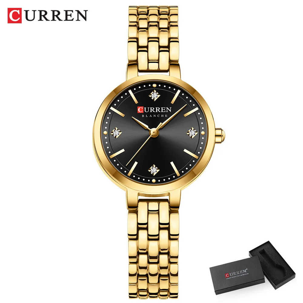 CURREN Mode Goldene Uhr für Frauen Edelstahl Wasserdichte Damenuhren Original Luxus Damen Quarz Armbanduhr 6