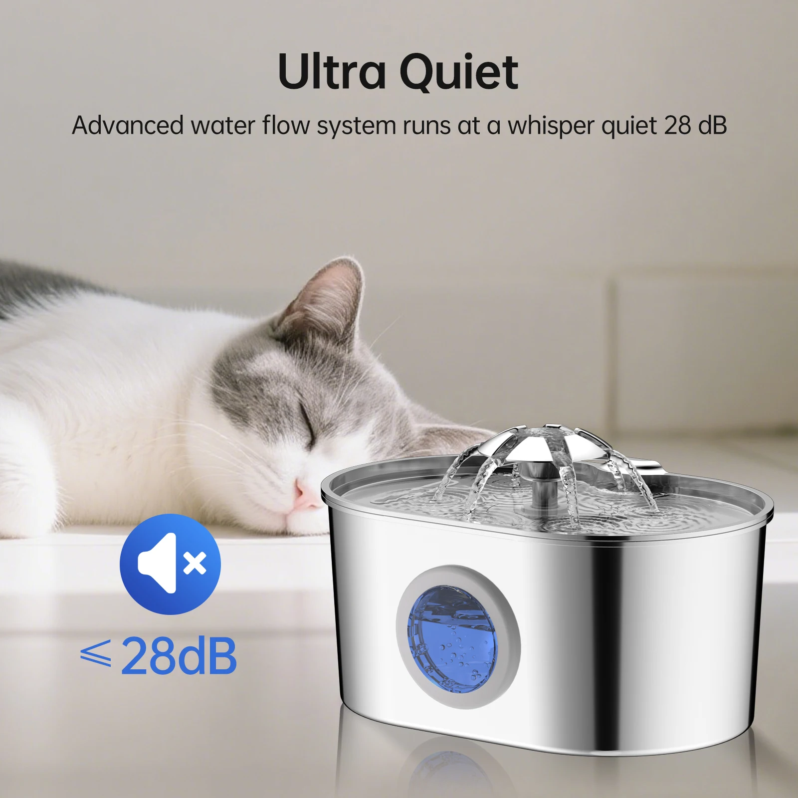 Automatic Cat Water Fountain Stainless Steel Pet Fountain Dog Water Dispenser With USB Electric Ultra-Quiet Pump Cat Supplies view 5