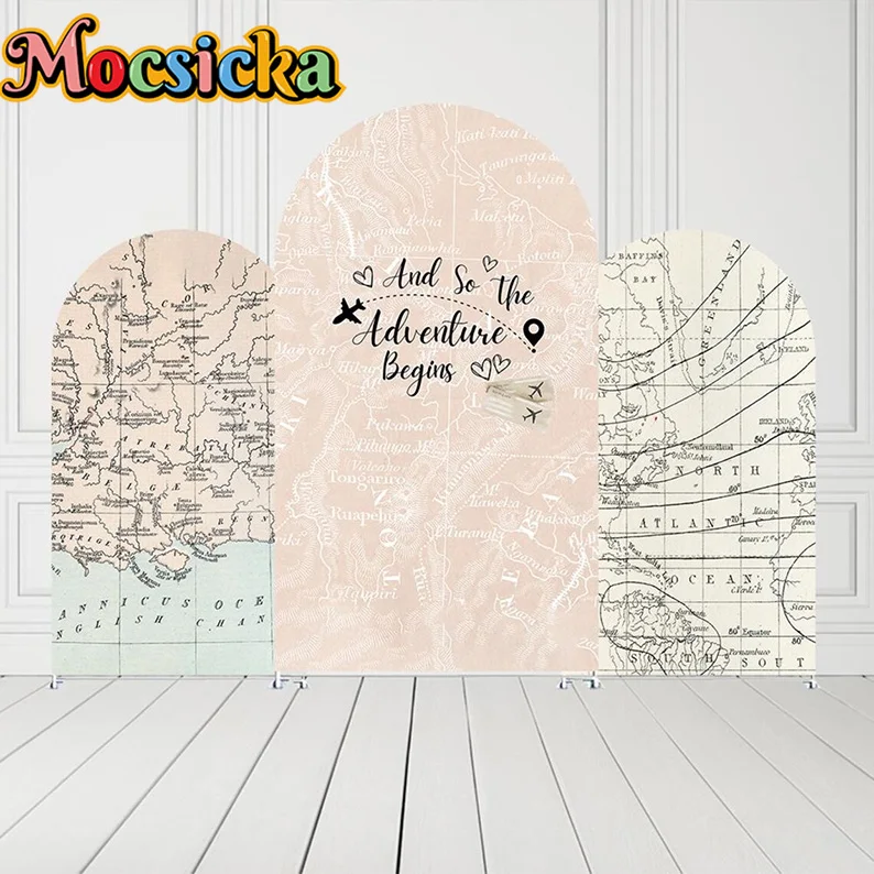 

Mocsicka 2-Sided Arch Cover Airplane Travels The World Decoration Backdrop Baby Shower Arch Wall Kids Birthday Party Banner Prop