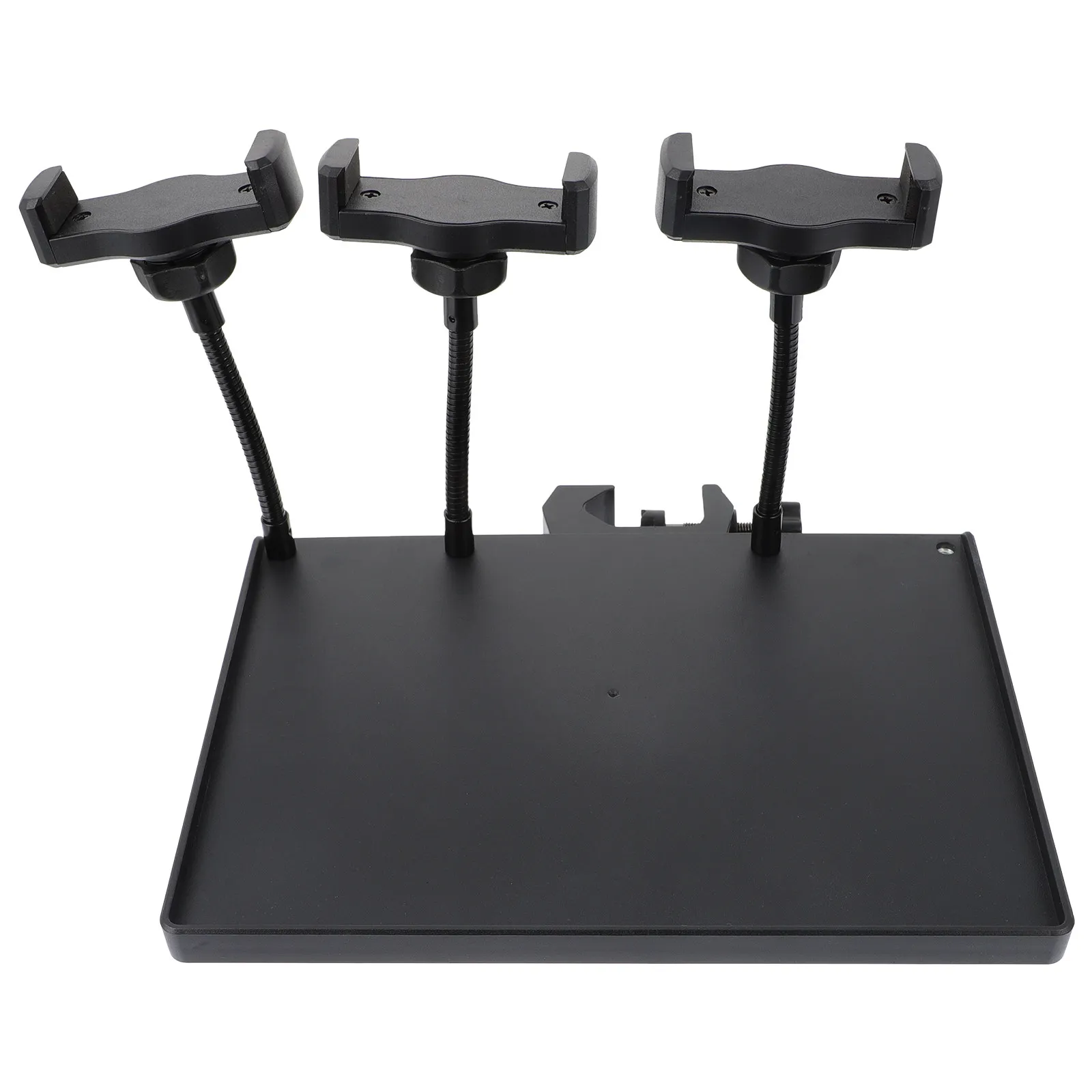 Mic Stand Tray Clamp-on Triple Phone Holder Music Sheet Shelf Adjustable Height Sound Card Clip-on Utility ABS Hardened Plastic