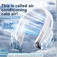 8000mAh USB Hanging Neck Fan Portable Bladeless Mini Rechargeable Mute LED Digital Display Electric Fans Air Cooler Hot
