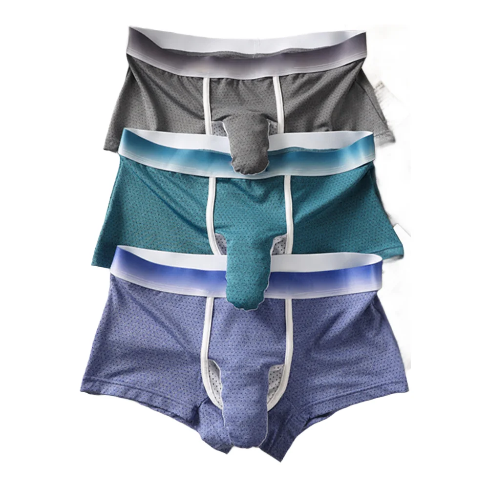Men Elephant Nose Boxershorts Breathable Mesh Pouch Underwear Underpants Low Waist Casual Panties Trunks