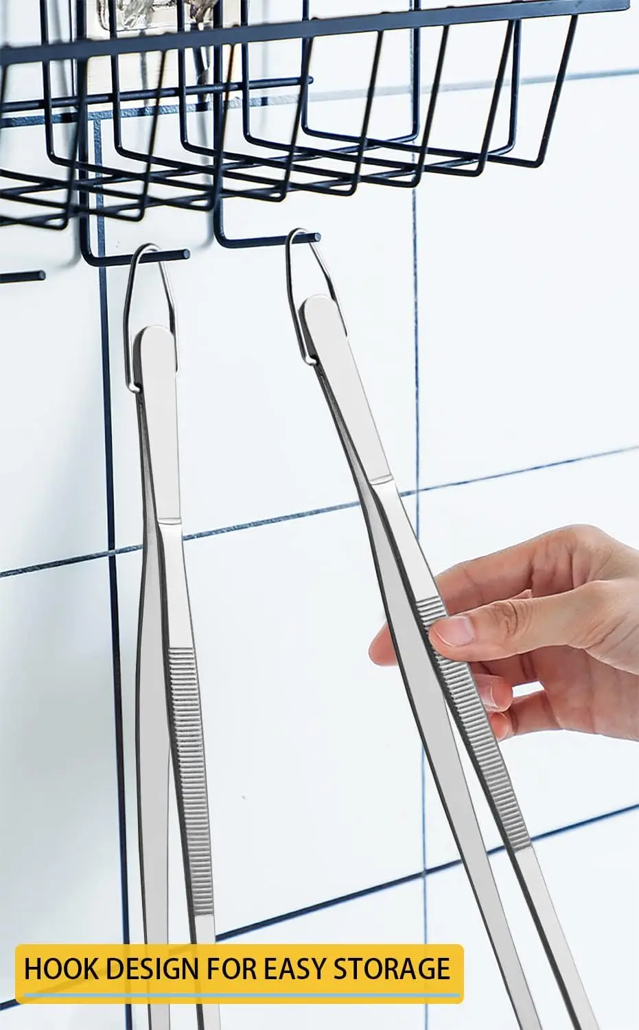 ملقط من الفولاذ المقاوم للصدأ للطبخ ، ملقط طويل ناعم ، ملقاط مطبخ ، 12 بوصة ، 2 روضة