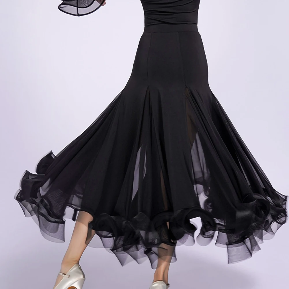 Emerald Green Long Dress New Style Ballroom Dance Flamenco Skirt Standard Fishbone Skirt Roland Purple Fashion Black Waltz Skirt