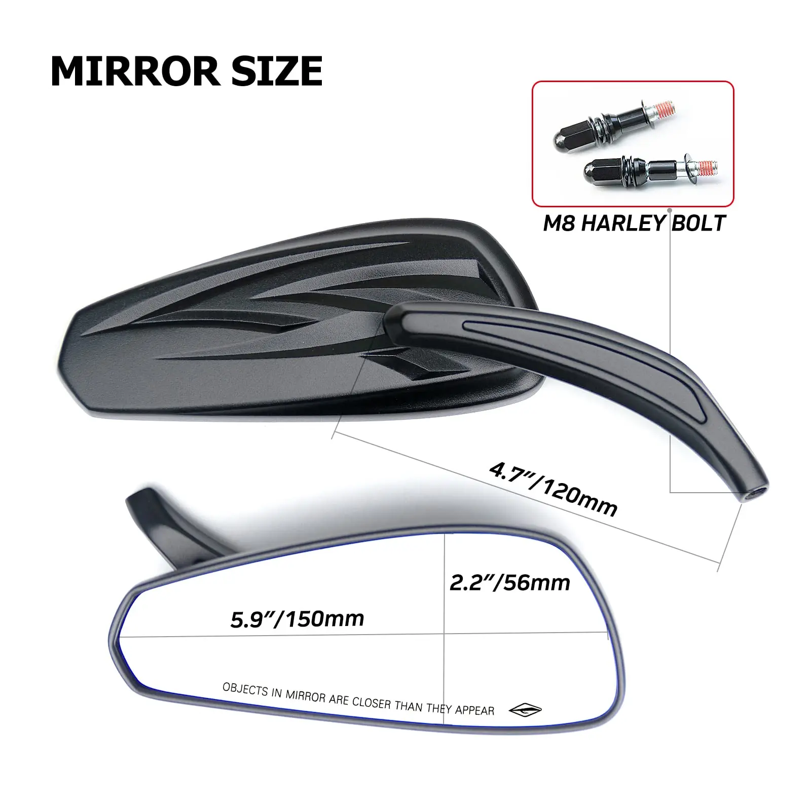 Motorcycle Handlebar Mirror Black 8mm Dual Sport Rear View Mirrors for Harley Davidson For Sportster Iron 883 Street Glide Rider