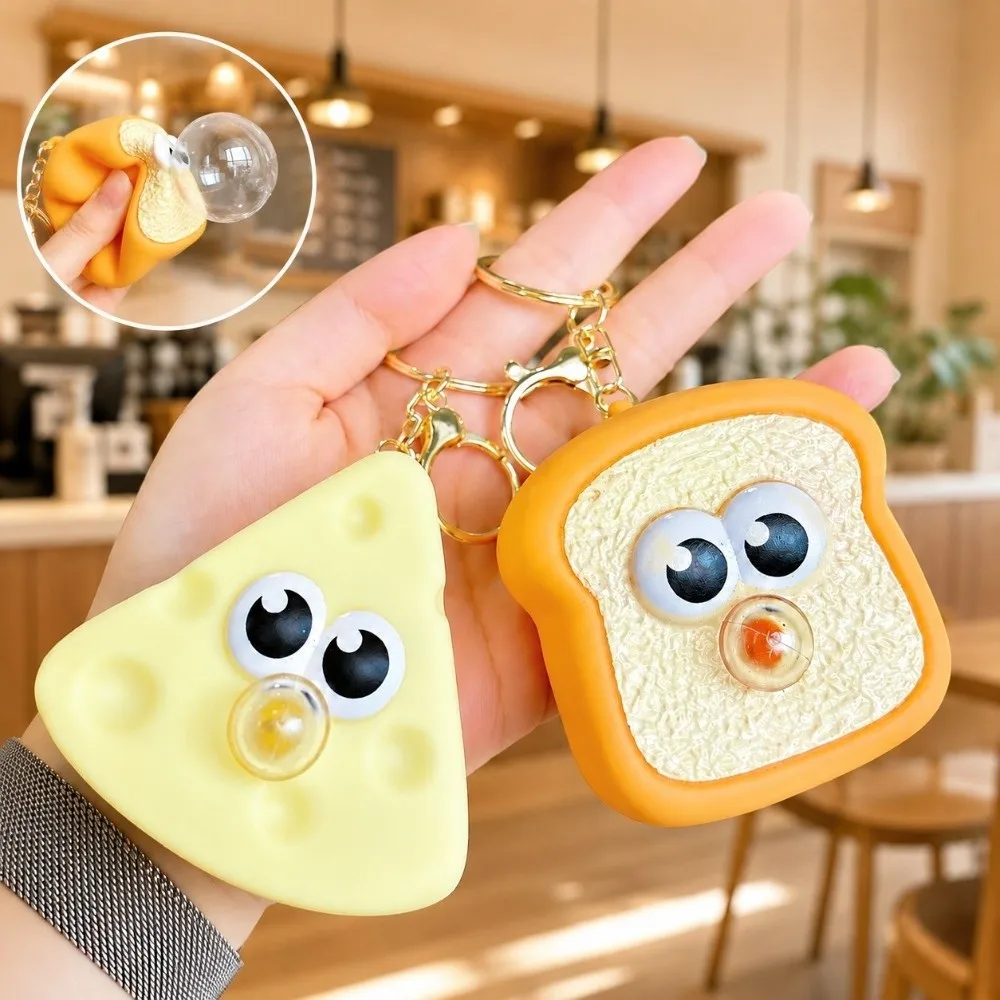 Bubble Blowing Bubble Squeeze Keychain Stress Relief Dessert Shape Food Fidget Toy Sensory Play Decompression Toy Kids Adults