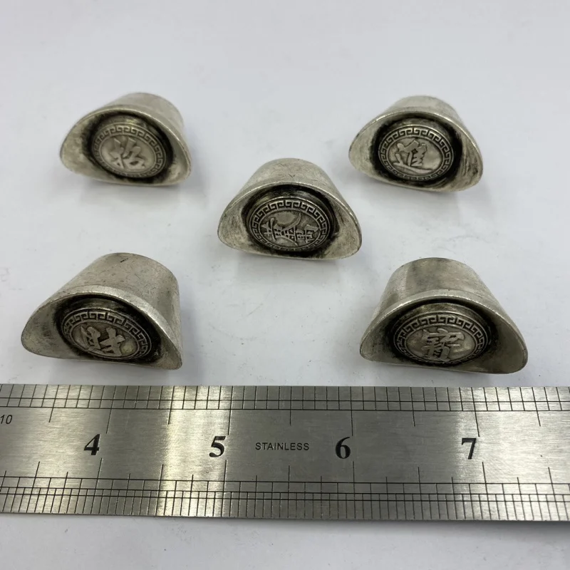 Small Wealth Attracting and Treasure Bringing Words White Ancient Silver Ingot Copper S