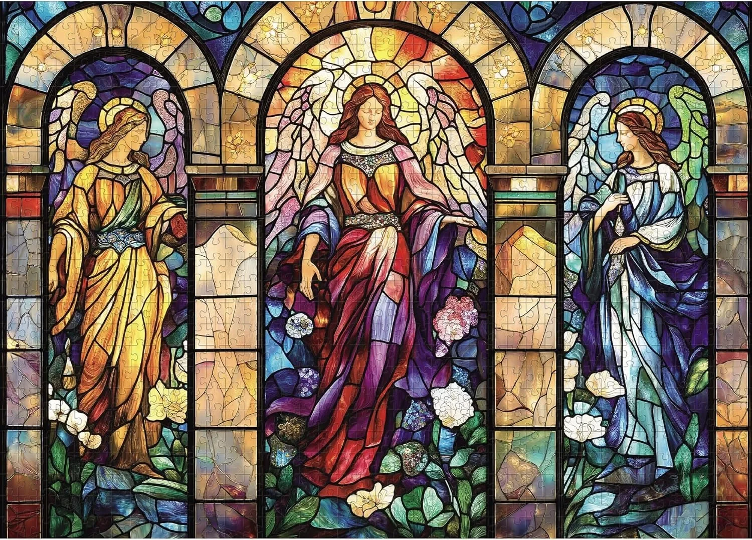 

Jigsaw Puzzle 300/500/1000 Pieces Goddess Colored Window Wooden Puzzle Hight Diffcult Challenging Chamber Living Room Home Decor