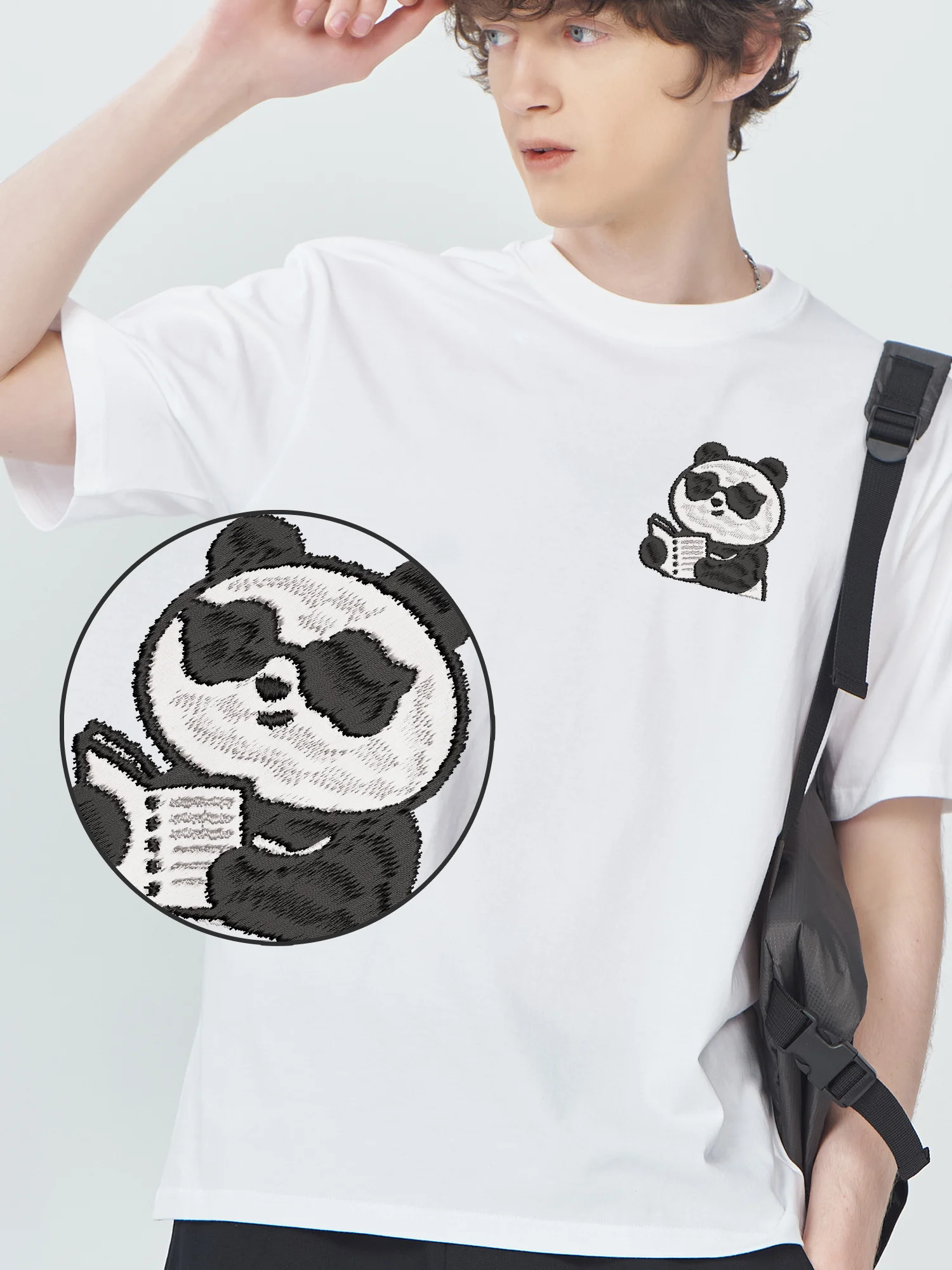 

Reading Book Bear Embroidered Tshirts Funny Camiseta Cotton Men Women Unisex Lightweight Summer Embroidery Shirts​