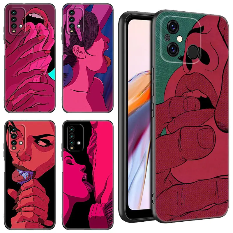 Girls Sexy Twerk Kiss Phone Case For Xiaomi Redmi 11 Prime 11A 12C 13C A1 A2 Plus A3 12 13 4G 10 13R 5G 9A 10A 9C 10C 9i 9T 12R