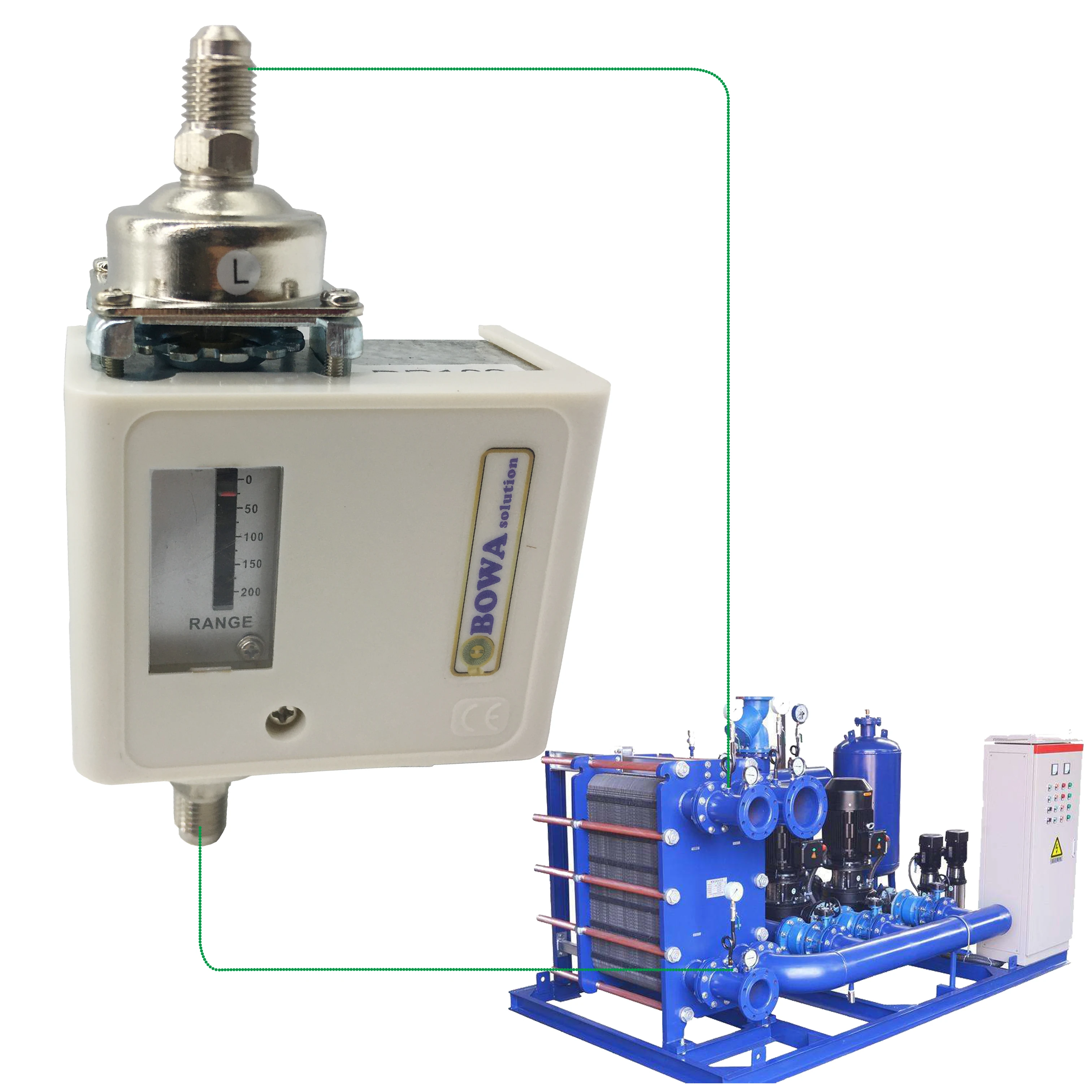 20m head adjustable micro differential Pressure switches are installed between small diameter  or small flow rate pipelines