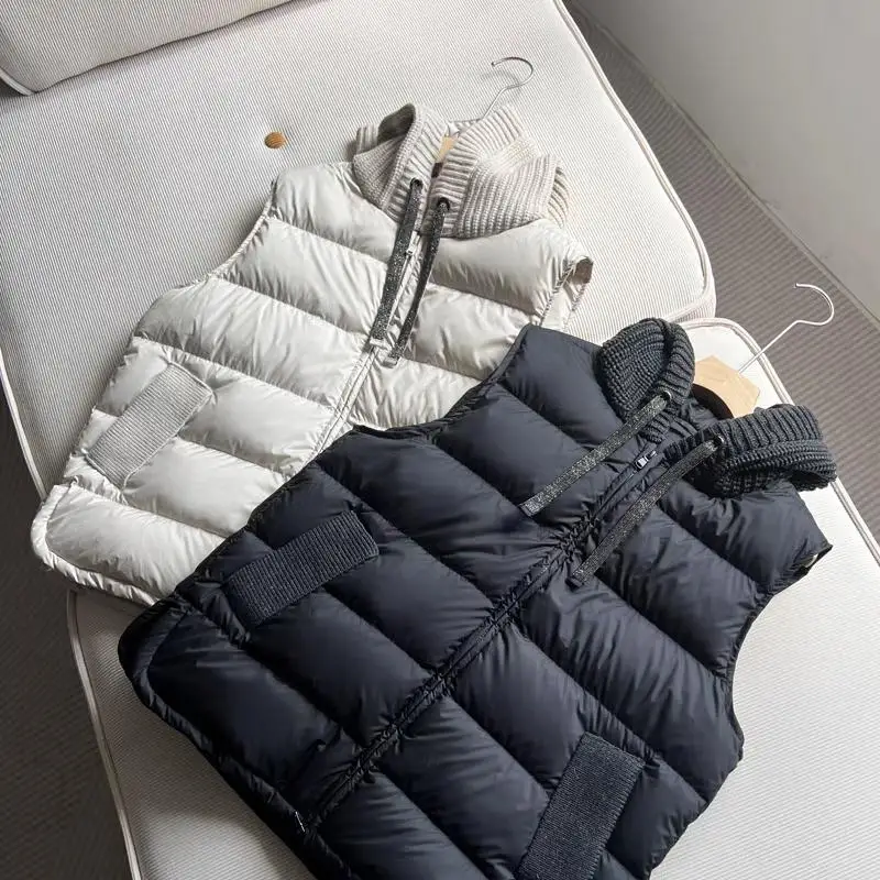 

Ультралегкий, ультрамягкий женский пуховый жилет с длинными рукавами, премиум-класса, теплый, белый, прямого кроя, для повседневной носки