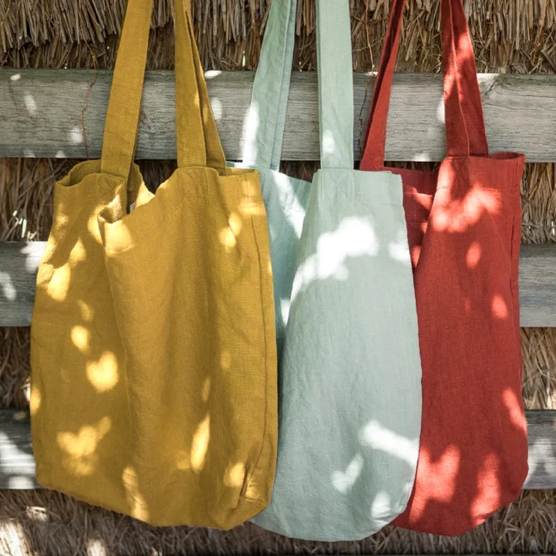 Cotton Linen Shopping Bags Tote Bags For Women 2022 Large Ladies Eco Reusable Handbag Casual Shoulder Bags