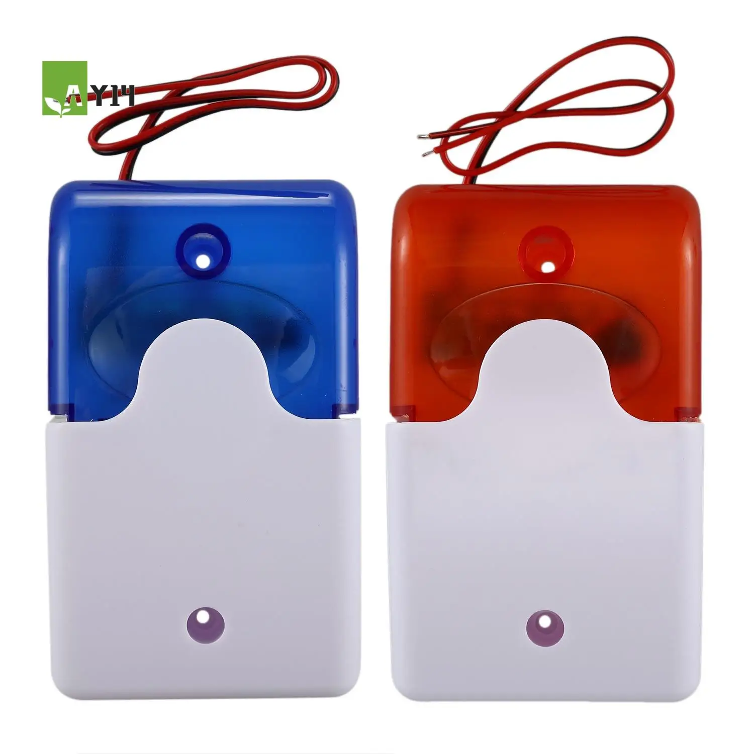 AY14 -Mini Wired Strobe Warning Siren Durable Dc 12V Sound Alarm Flashing Light Sound Siren Horn Home Security Alarm System 115D