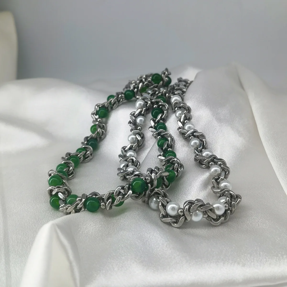Imitation Perle Achat Perlen Halsketten Kubanische Kette Edelstahl Männer Frauen Personalisierte High-end-Halskette Mode Schmuck – Detail 2