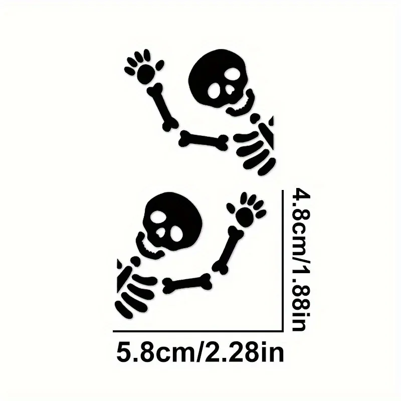 2Pcs Fun Skull Vinyl Stickers Waterproof Sunscreen Decals for Car Bumper Motorcycle Helmet Decorative Accessories