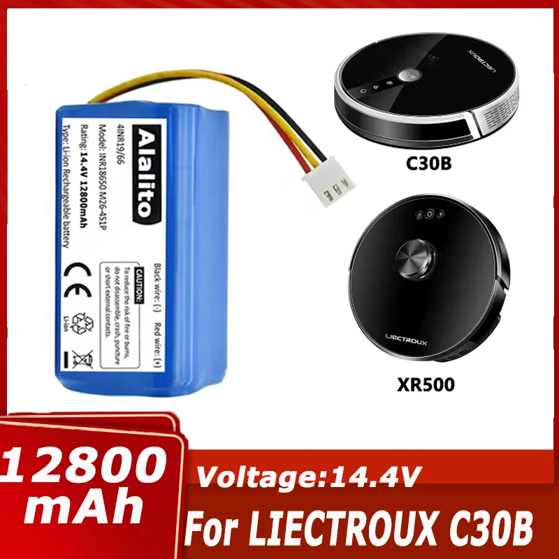 Литий-ионный аккумулятор 14,4 В/14,8 В 12,8 Ач 18650 для робота-пылесоса LIECTROUX C30B XR500 E30 для PROSCENIC 800T 830P 820P 820T 820S