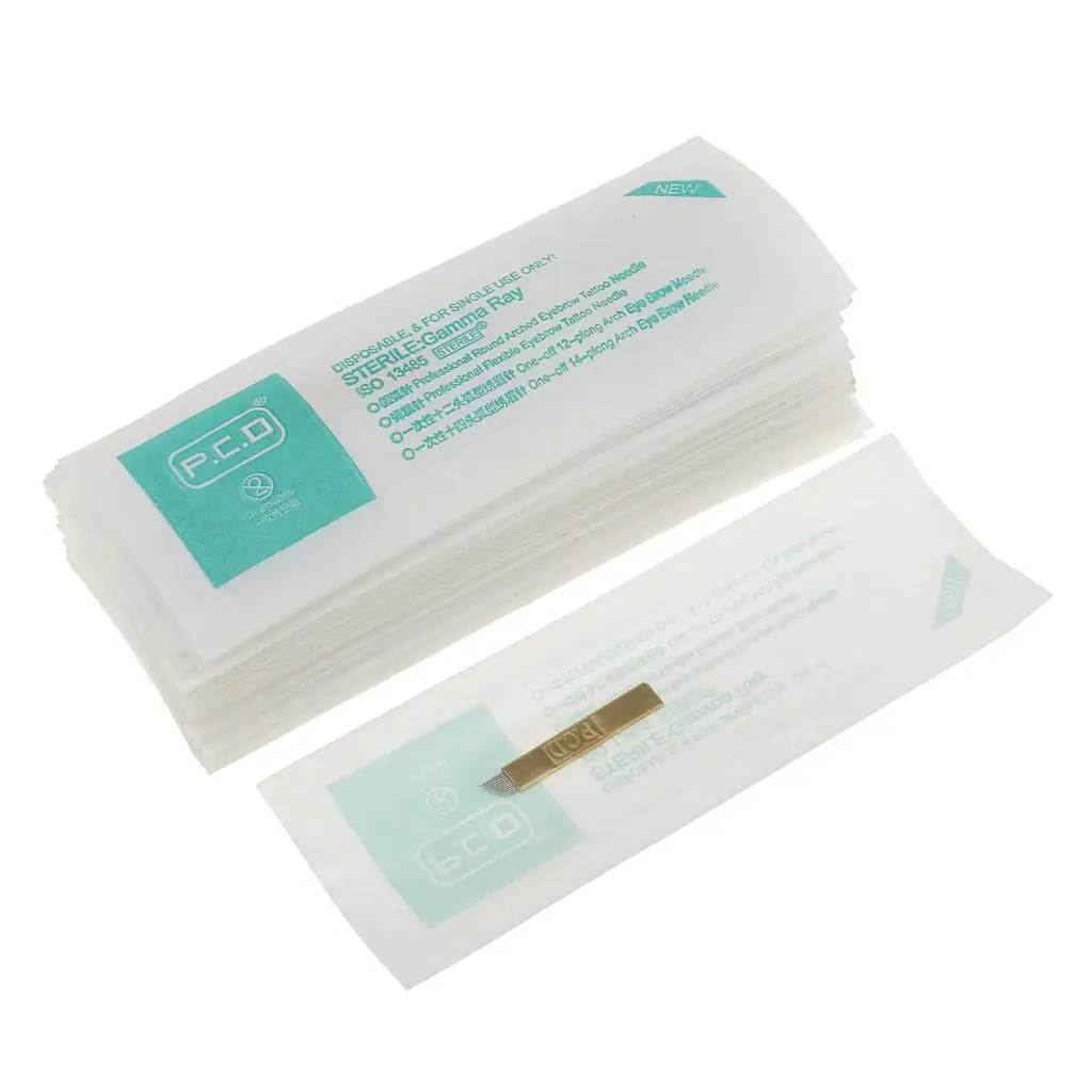 

50Pcs 12/14Pins PCD Permanent Eyebrow Makeup Bevel s for Pen