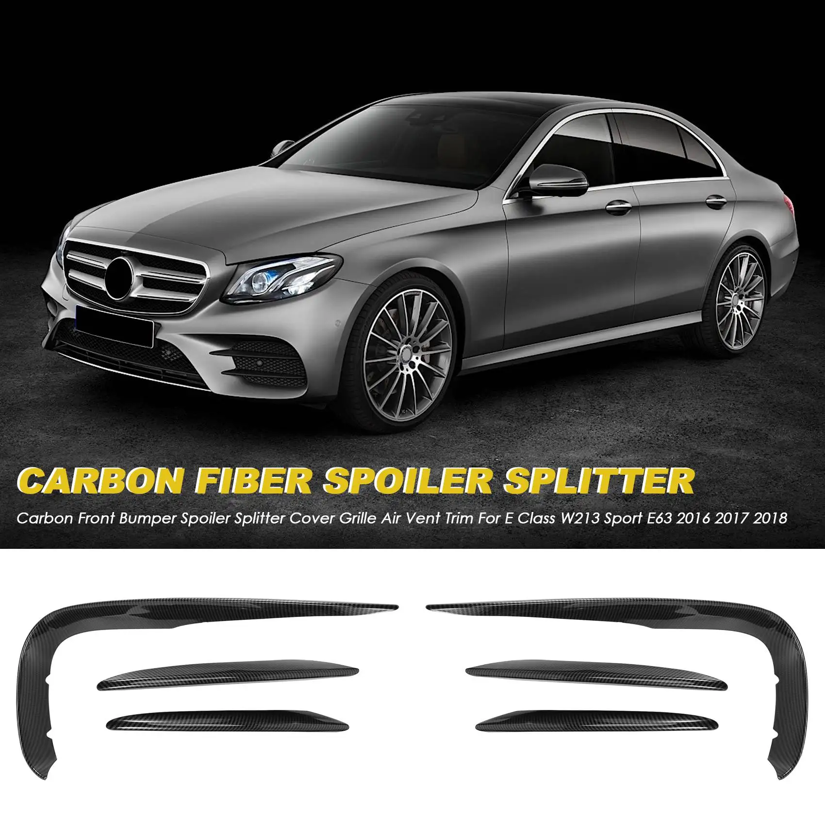 Carbon Voorbumper Spoiler Splitter Cover Grille Ventilatie Trim Voor Mercedes Benz E Klasse W213 Sport E63 2016 2017 2018