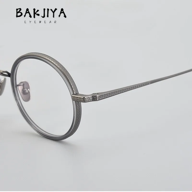 

Glasses Frame for Men Vintage Round Acetate Titanium Eyeglasses Frame Full Rim Myopia Prescription Glasses Frame Women Big Face
