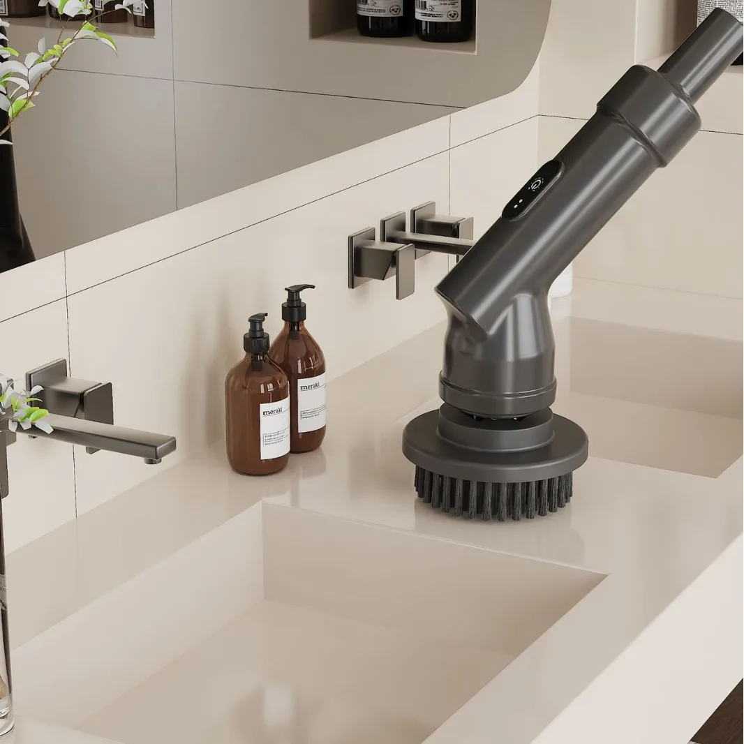 Электрическая щетка Выдвижная электрическая щетка для мытья кастрюль Стеклянная трещина Щетка для чистки кухни Щетка для чистки пола