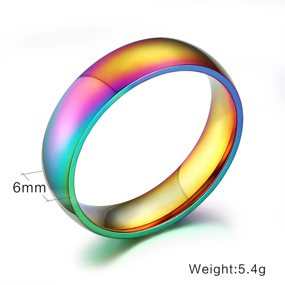 Titanium Steel Rainbow Colorful Ring Waterproof Fashion Ring Elegant Women Jewelry Unique Design Women Jewelry